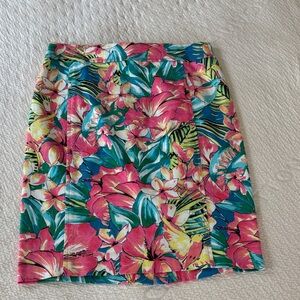 LOFT Vibrant Floral Mini Skirt in Pink, Teal & Yellow